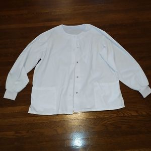 GUC solid white button up scrub jacket